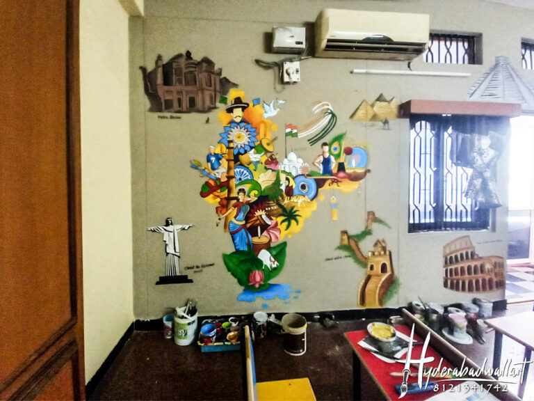 school cartoon paintings