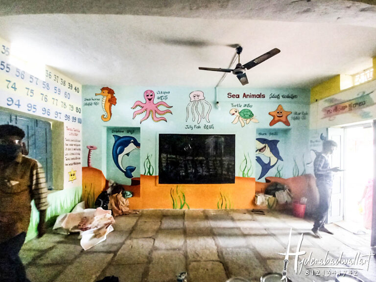 school cartoon paintings