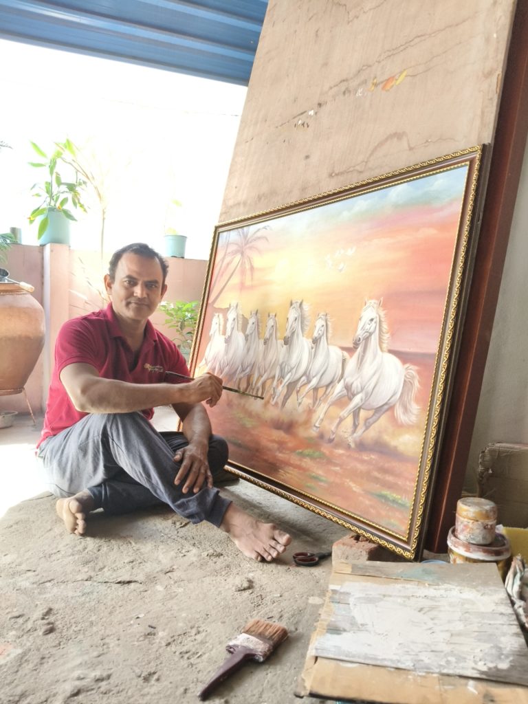 Seven Hourse canvas painting