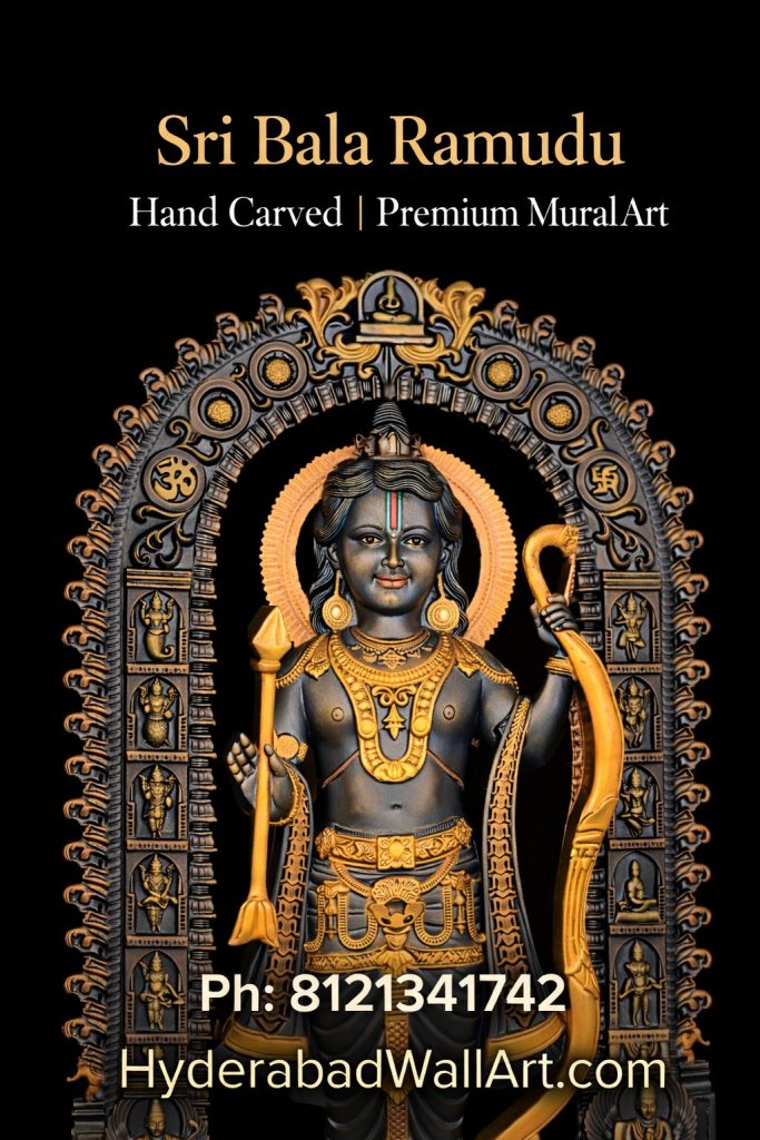 Sri Bala Ramudu HDHMR mural art with realistic antique finish handcrafted by Hyderabad Wall Art